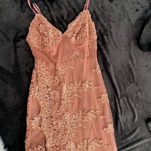 Long Lace Pink Dress